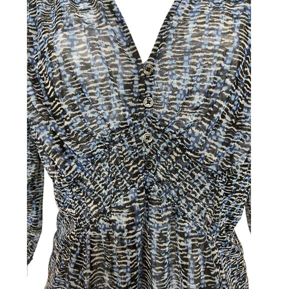 Anthropologie Gretchen Smocked Sheer top blouse Vneck - Picture 10 of 15